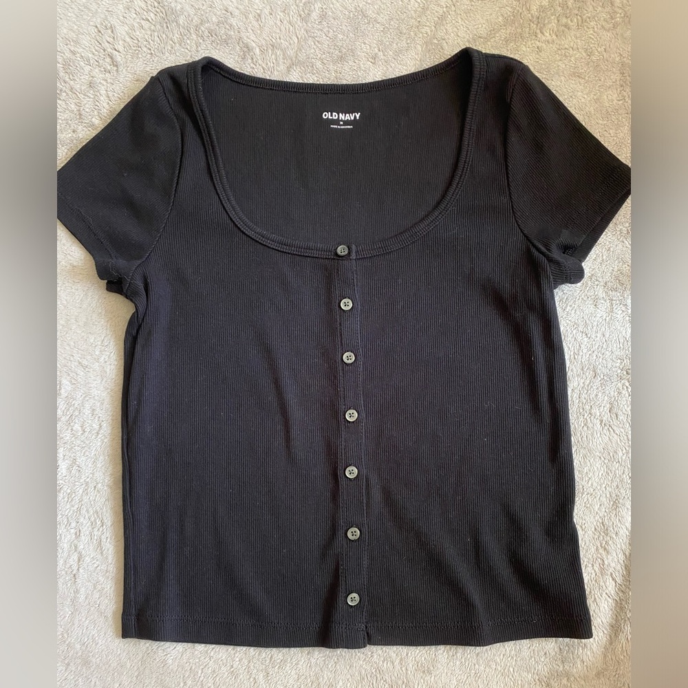 Old Navy Black Button-Down Women's Top